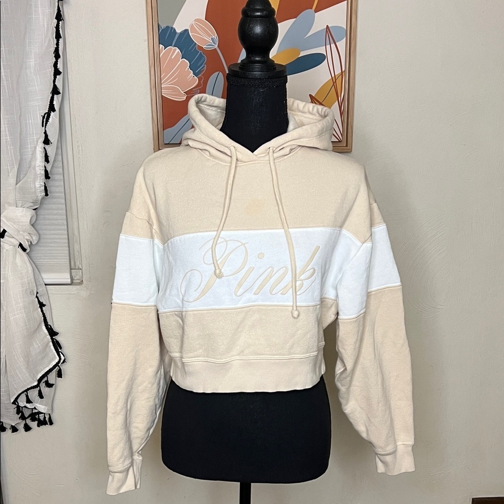 PINK Victoria's Secret Colorblock Cropped Hoodie Size XS
